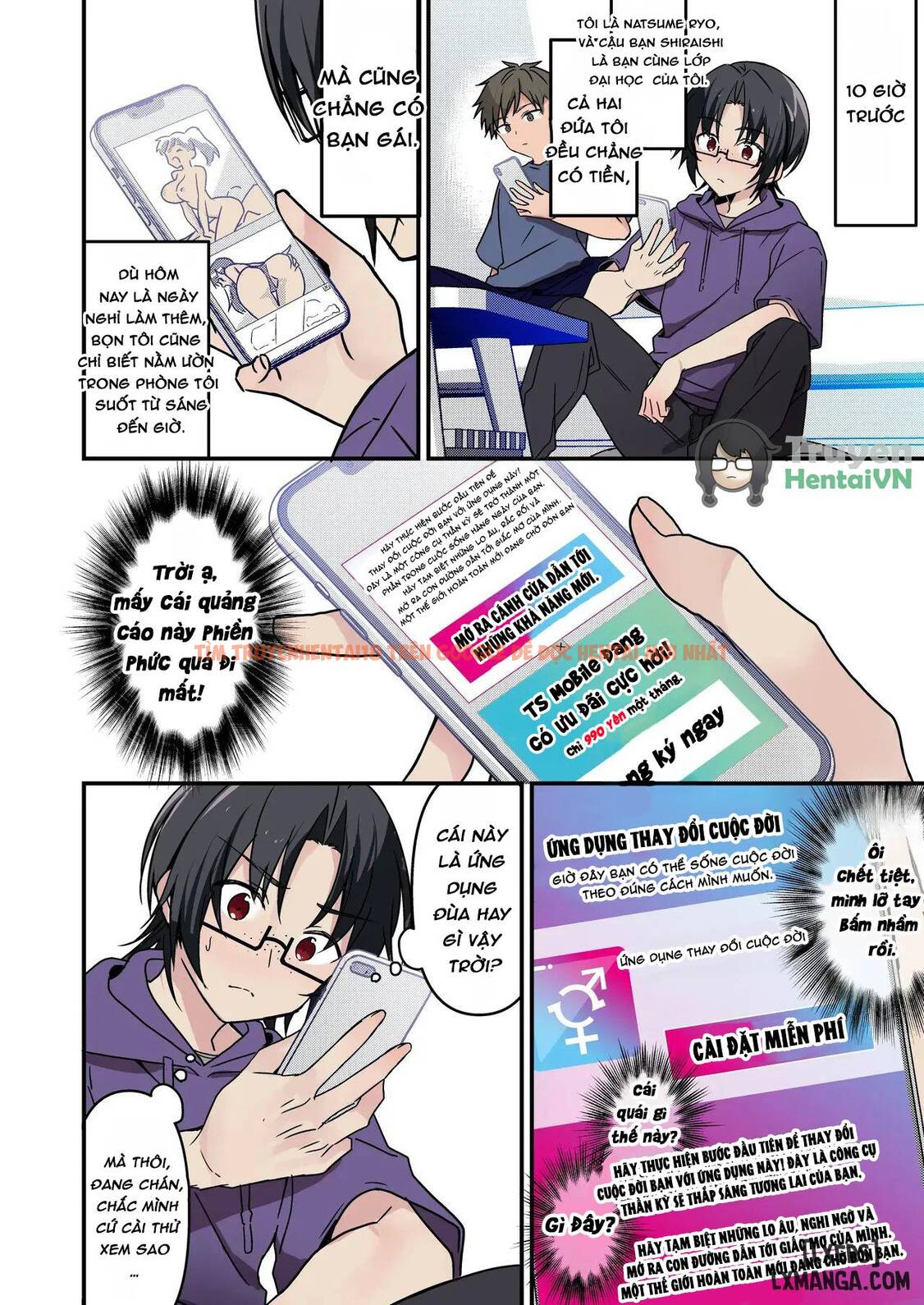 Trang truyện page_005 trong truyện tranh Jinsei Kaihen Appli De Barairo No Hibi? ~jibun O Ukkari Dosukebe Bishoujo Ni~ - One Shot - www.lxmanga.org